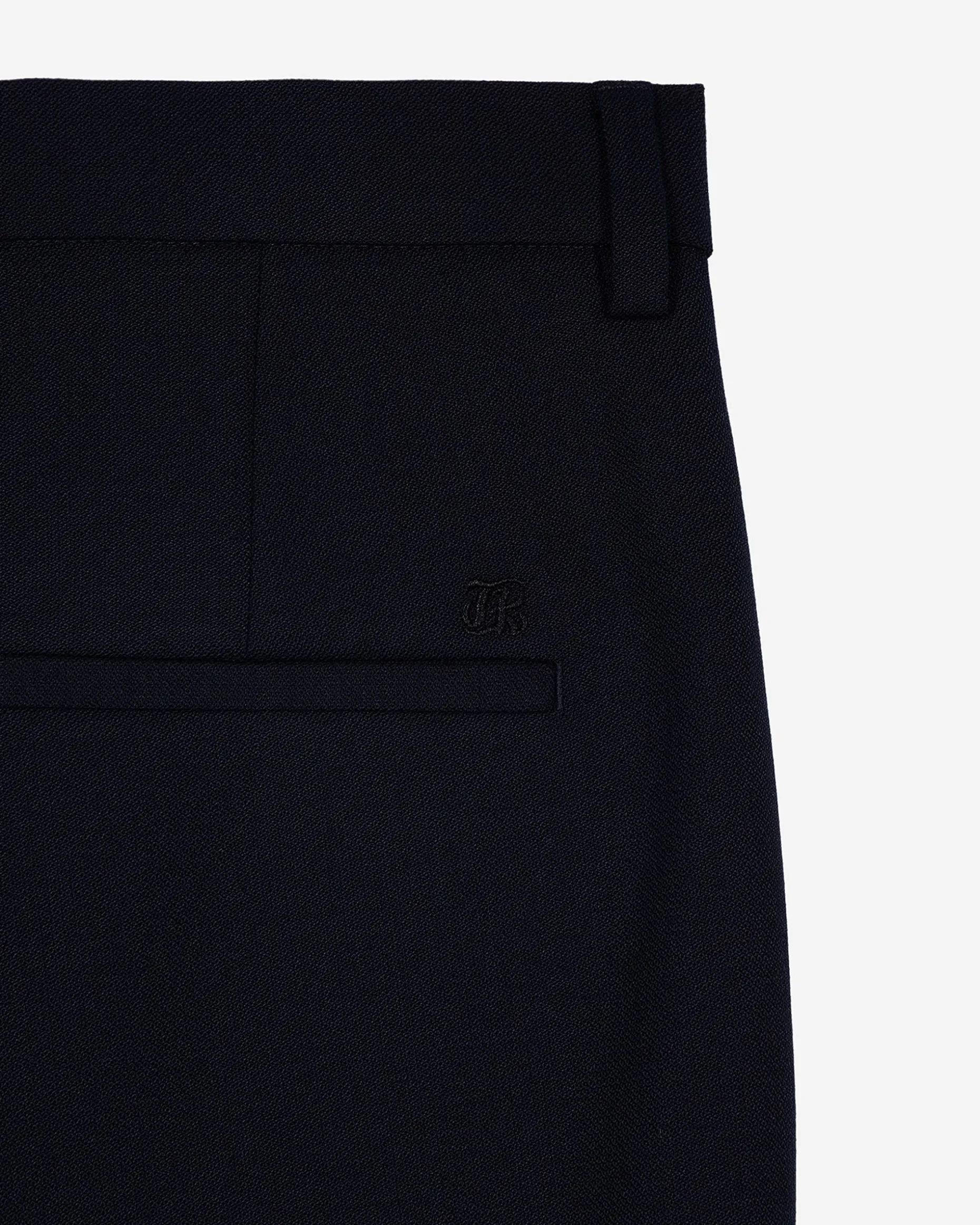 Pantalon tailleur droit en laine mélangée marine