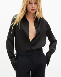 Pantalon tailleur droit en laine mélangée marine