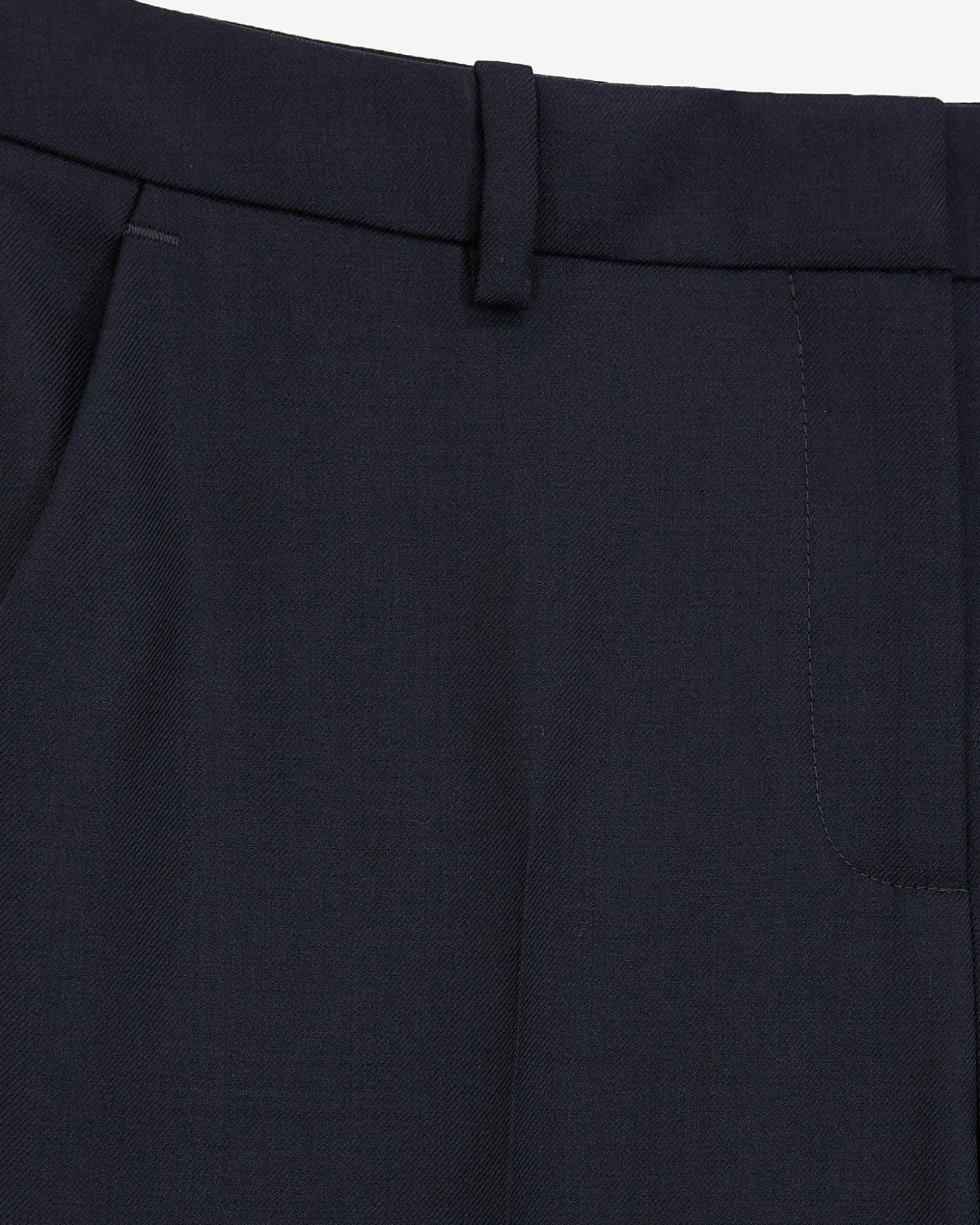 Pantalon tailleur en laine coupe ajustée bleu marine