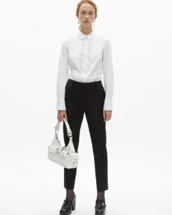 Pantalon tailleur en laine coupe ajustée noir