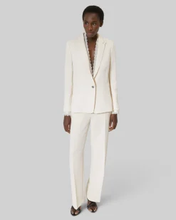 Pantalon tailleur large écru