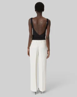 Pantalon tailleur large écru