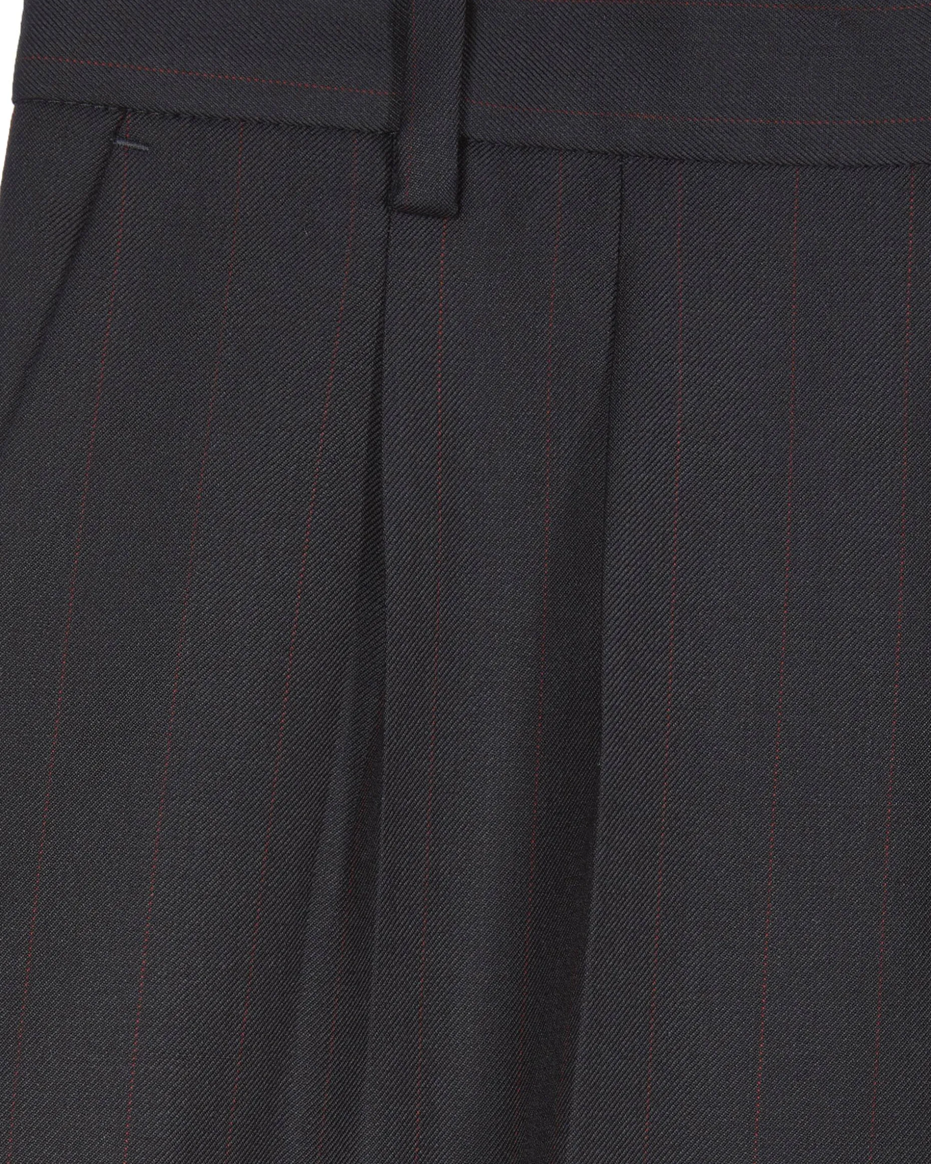 Pantalon tailleur large en laine rayé marine