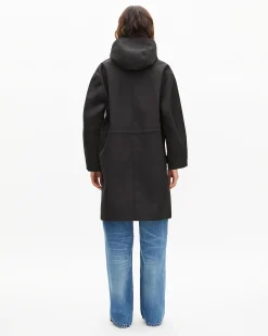 Parka longue à capuche noire