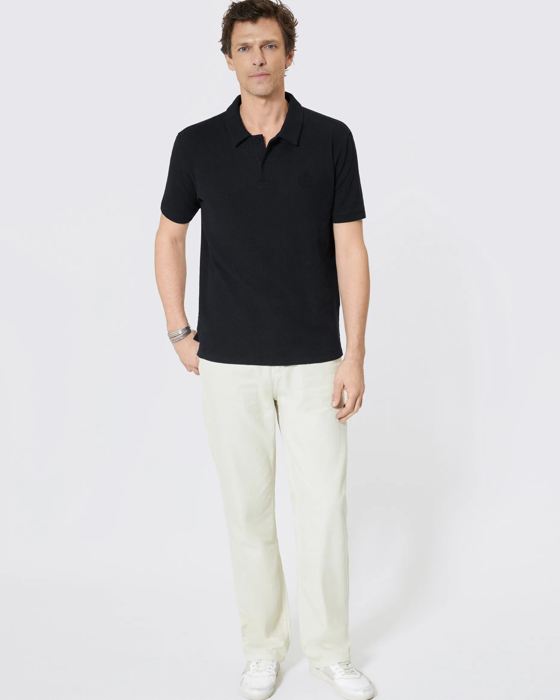 Polo en nid d'abeille avec blason marine
