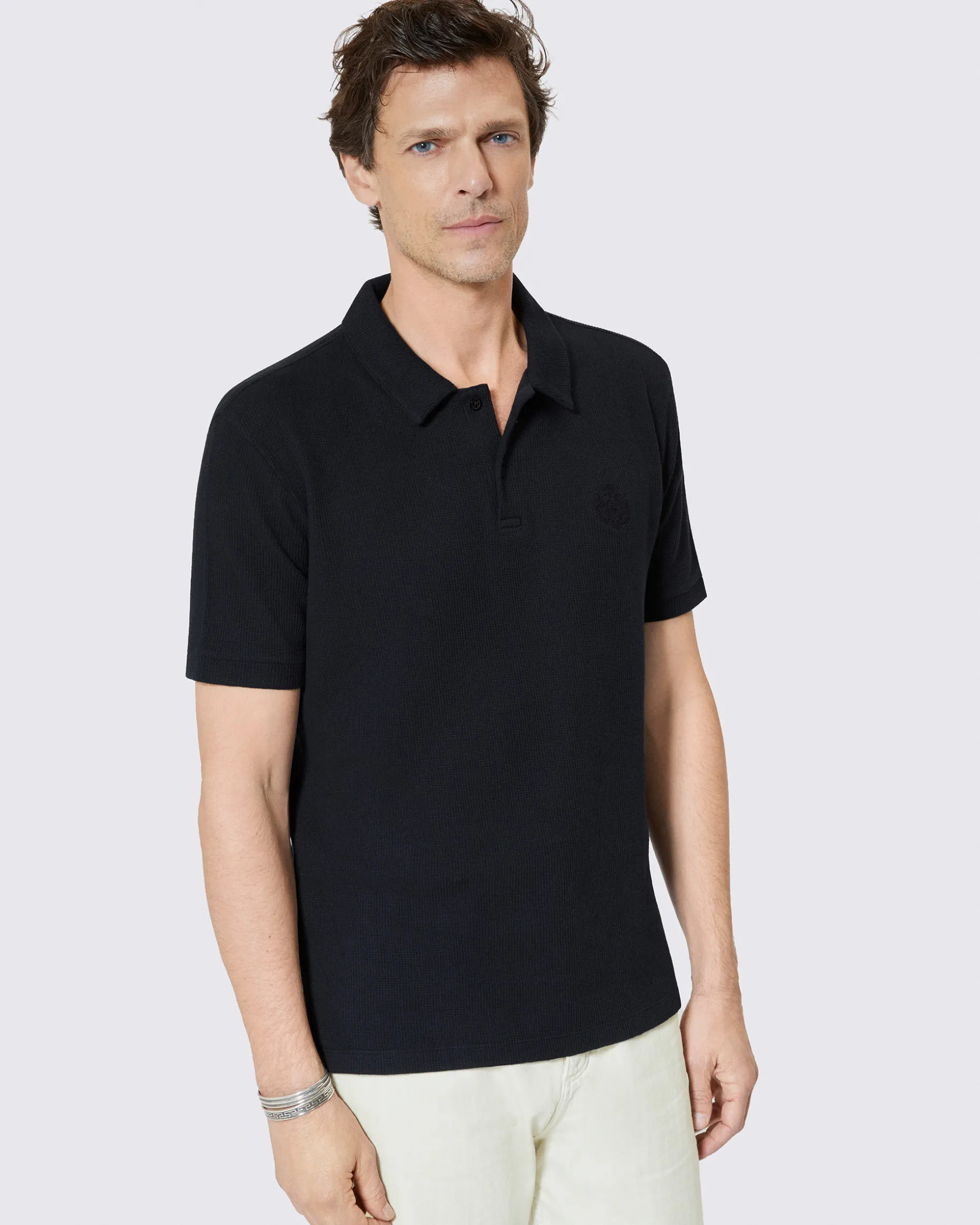 Polo en nid d'abeille avec blason marine