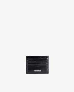 Porte-cartes Amelia en cuir craquelé noir