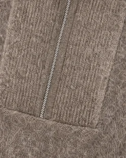 Pull col camioneur en mohair mélangé marron