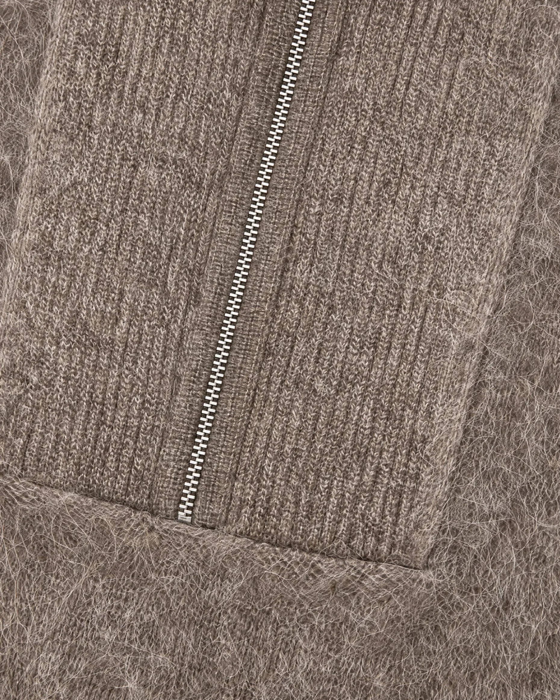 Pull col camioneur en mohair mélangé marron