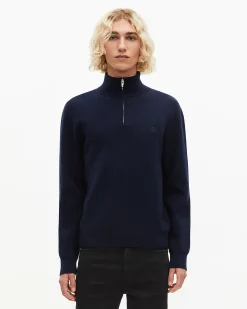 Pull col camionneur double face marine