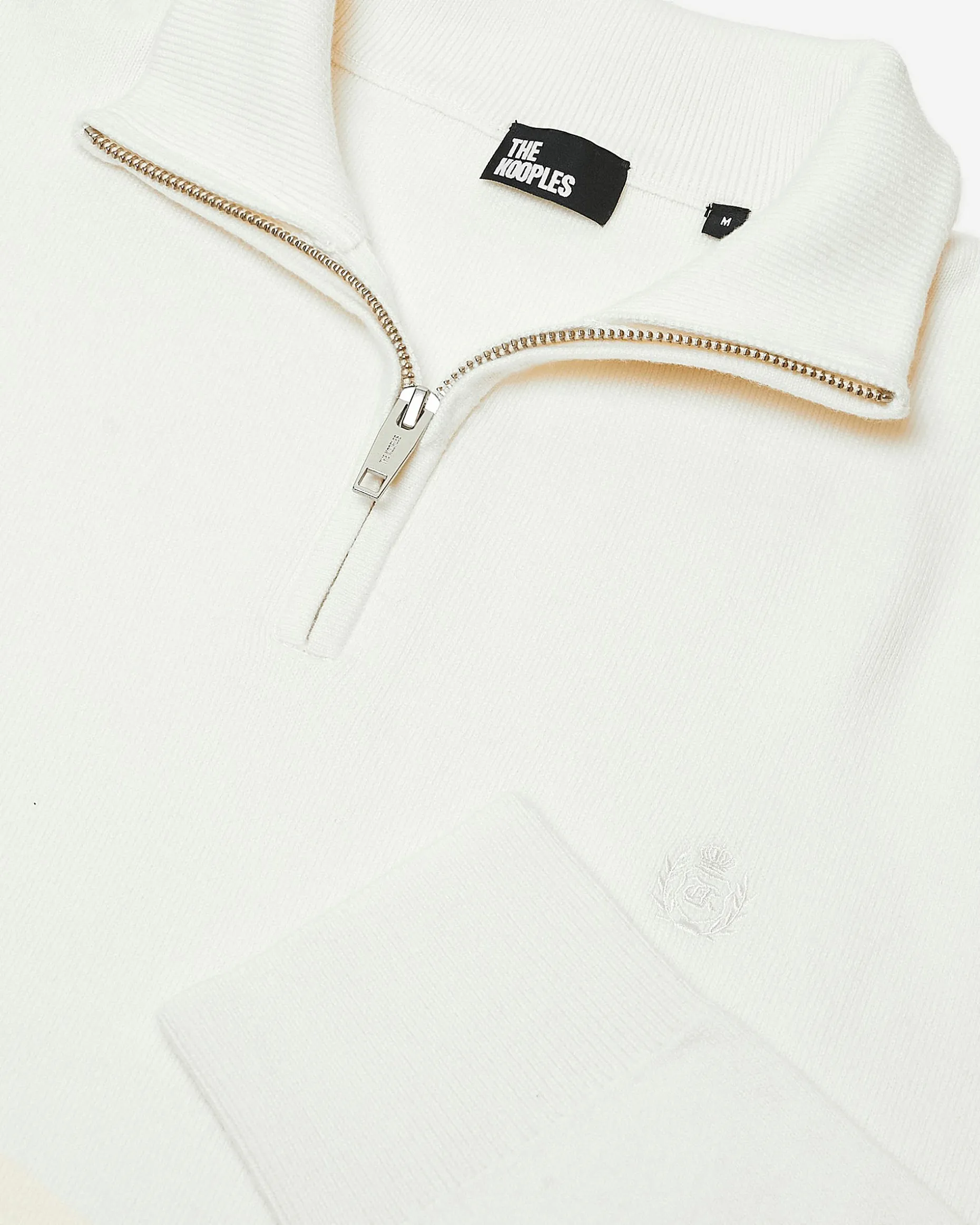 Pull col camionneur en laine double face écru