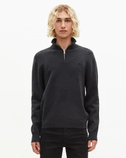 Pull col camionneur en laine double face gris