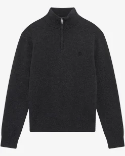 Pull col camionneur en laine double face gris