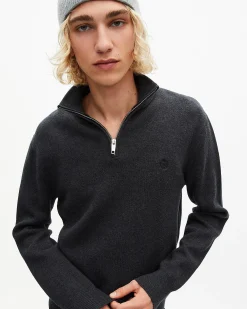 Pull col camionneur en laine double face gris