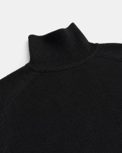 Pull col montant en laine noir