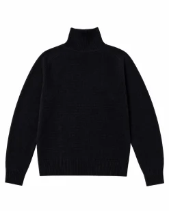 Pull col montant en laine noir