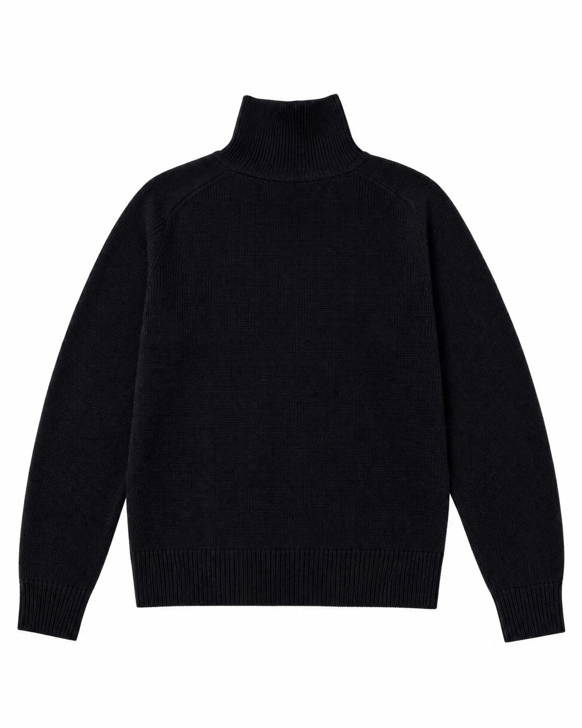 Pull col montant en laine noir