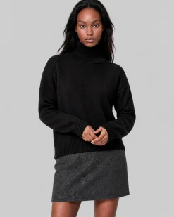 Pull col montant en laine noir