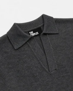Pull col polo en laine gris