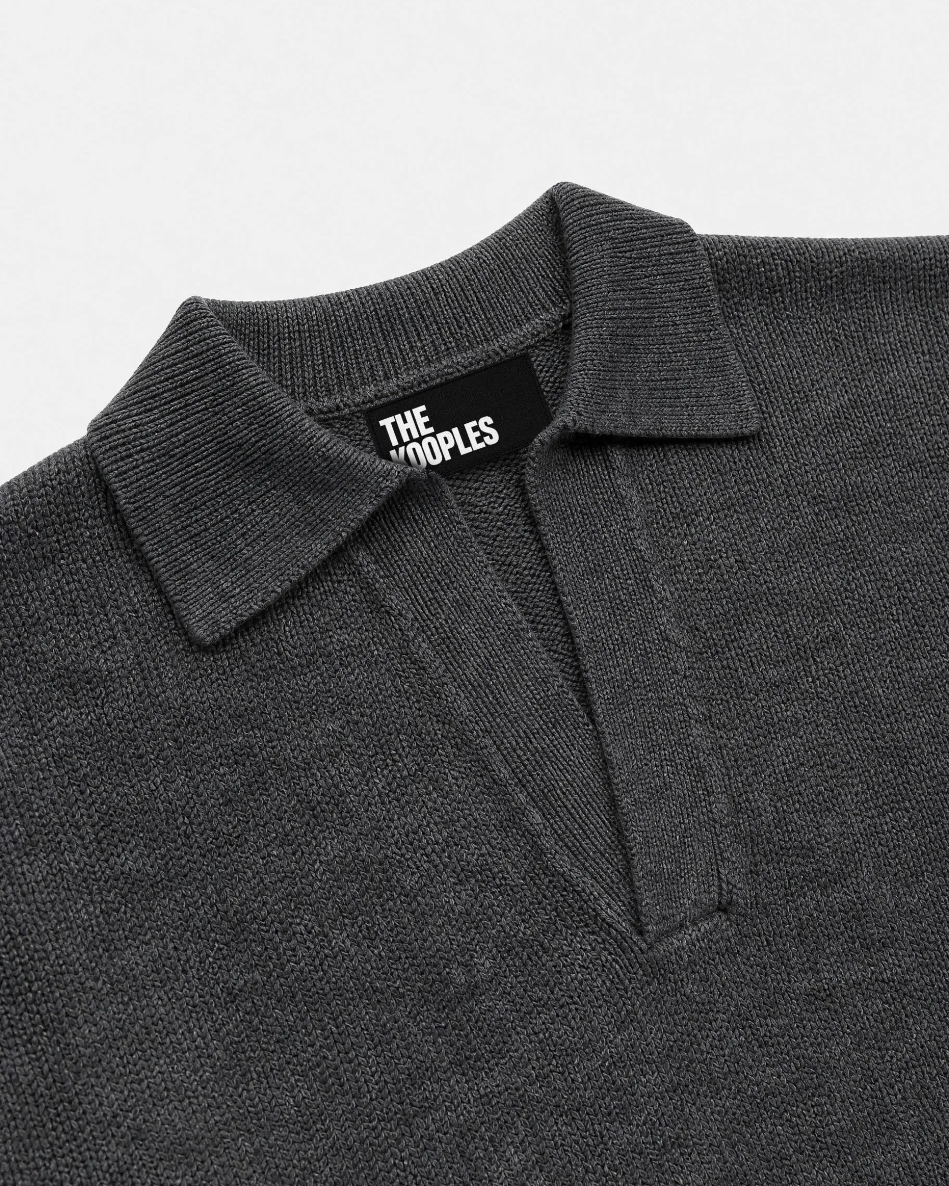 Pull col polo en laine gris