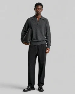 Pull col polo en laine gris