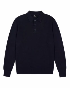 Pull col polo en laine marine