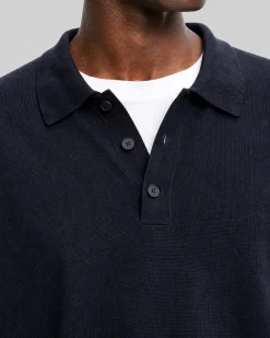 Pull col polo en laine marine