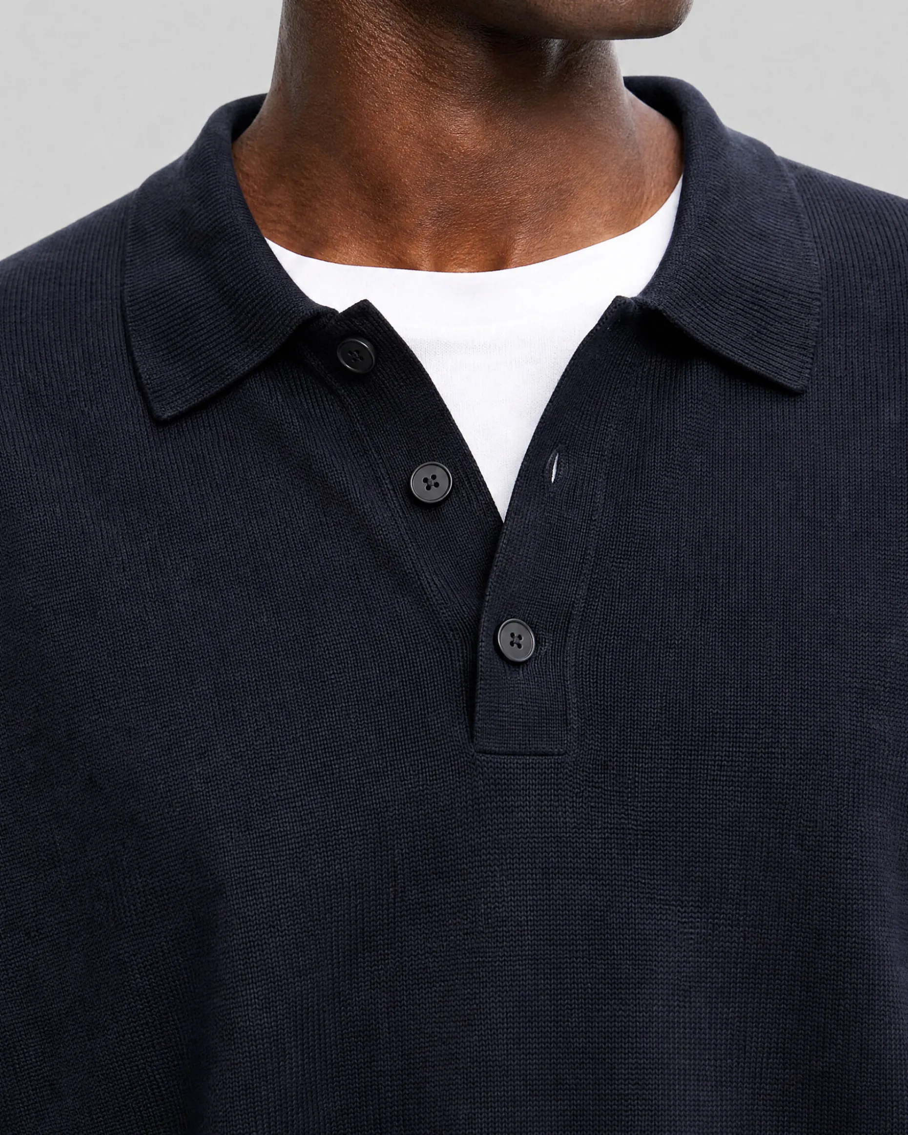 Pull col polo en laine marine
