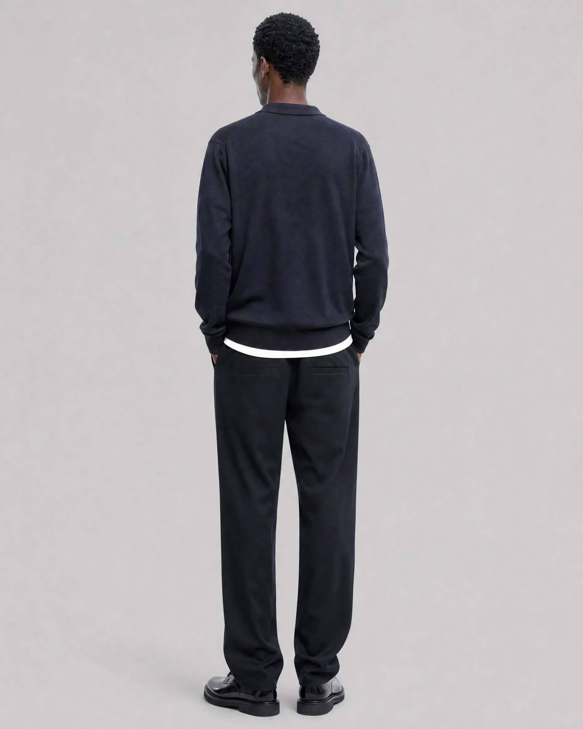 Pull col polo en laine marine