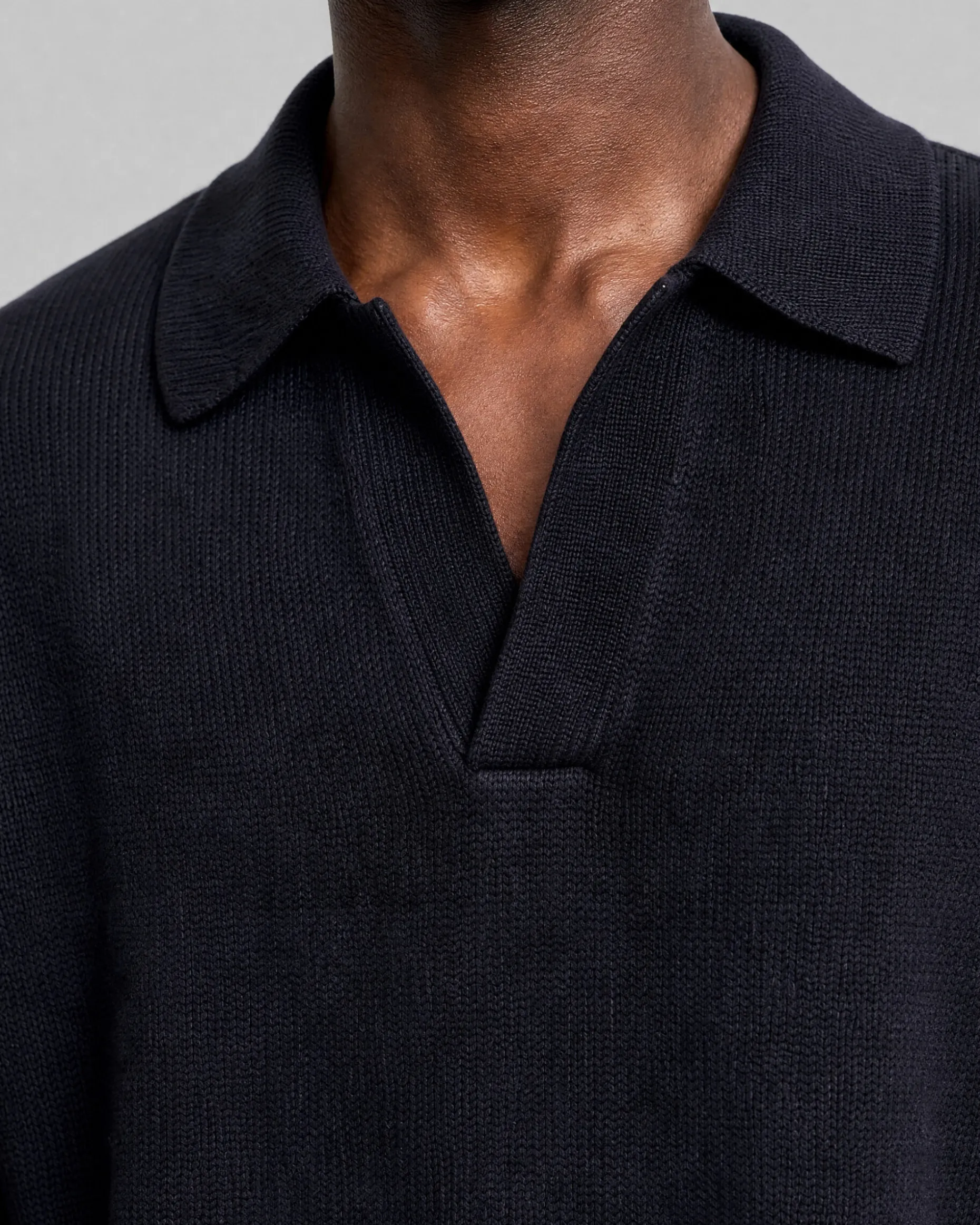 Pull col polo en laine marine