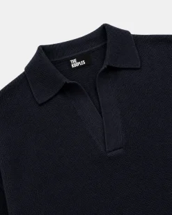 Pull col polo en laine marine