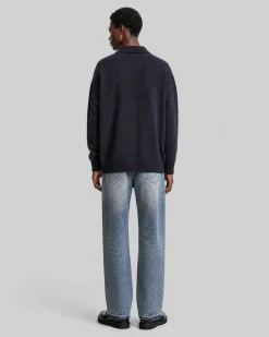 Pull col polo en laine marine