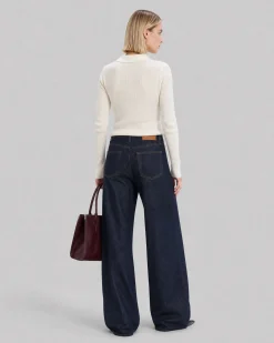 Pull col polo en laine mérinos ecru