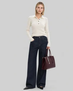 Pull col polo en laine mérinos ecru
