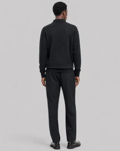 Pull col polo en laine mérinos noir