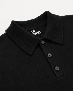 Pull col polo en laine noir