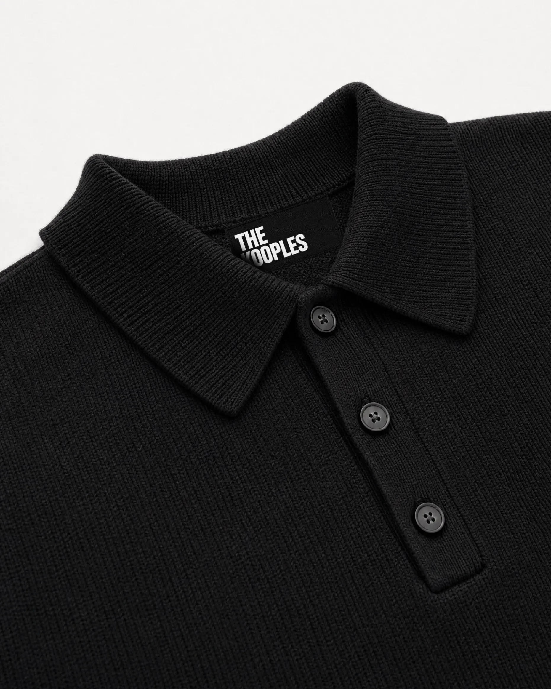 Pull col polo en laine noir