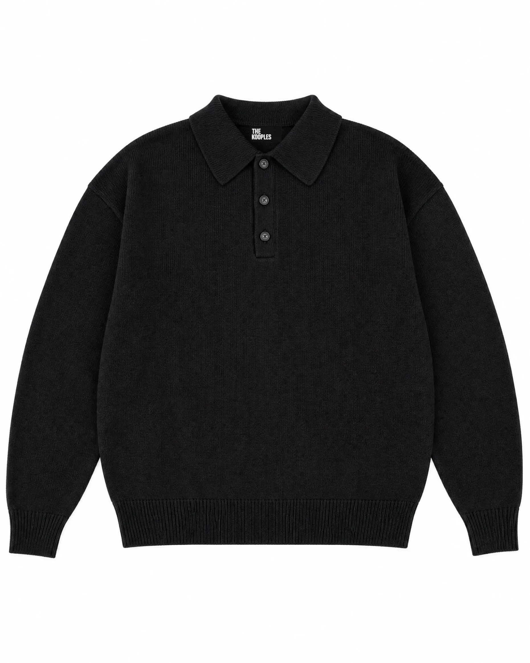 Pull col polo en laine noir