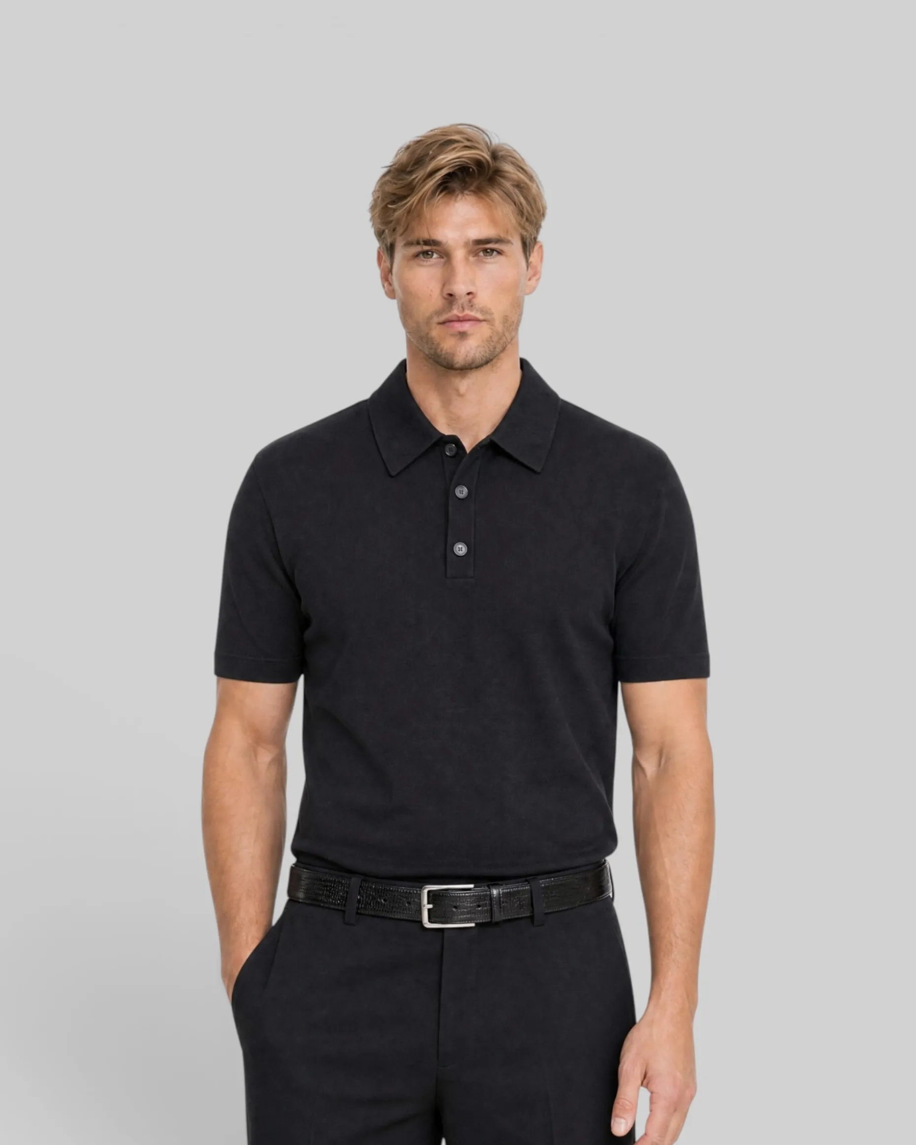 Pull col polo noir