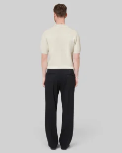 Pull col polo à zip beige