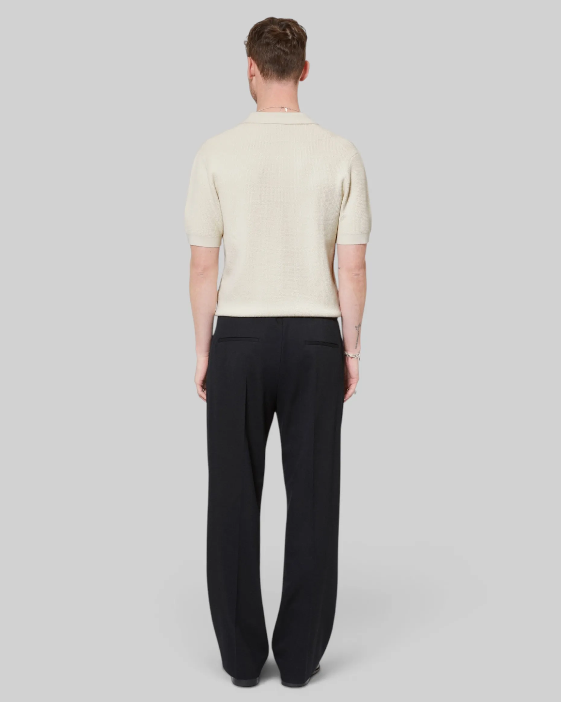 Pull col polo à zip beige