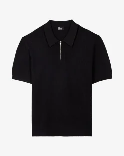 Pull col polo à zip marine
