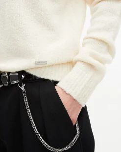 Pull col rond en laine bouclée beige