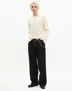 Pull col rond en laine bouclée beige