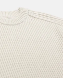 Pull col rond en laine écru