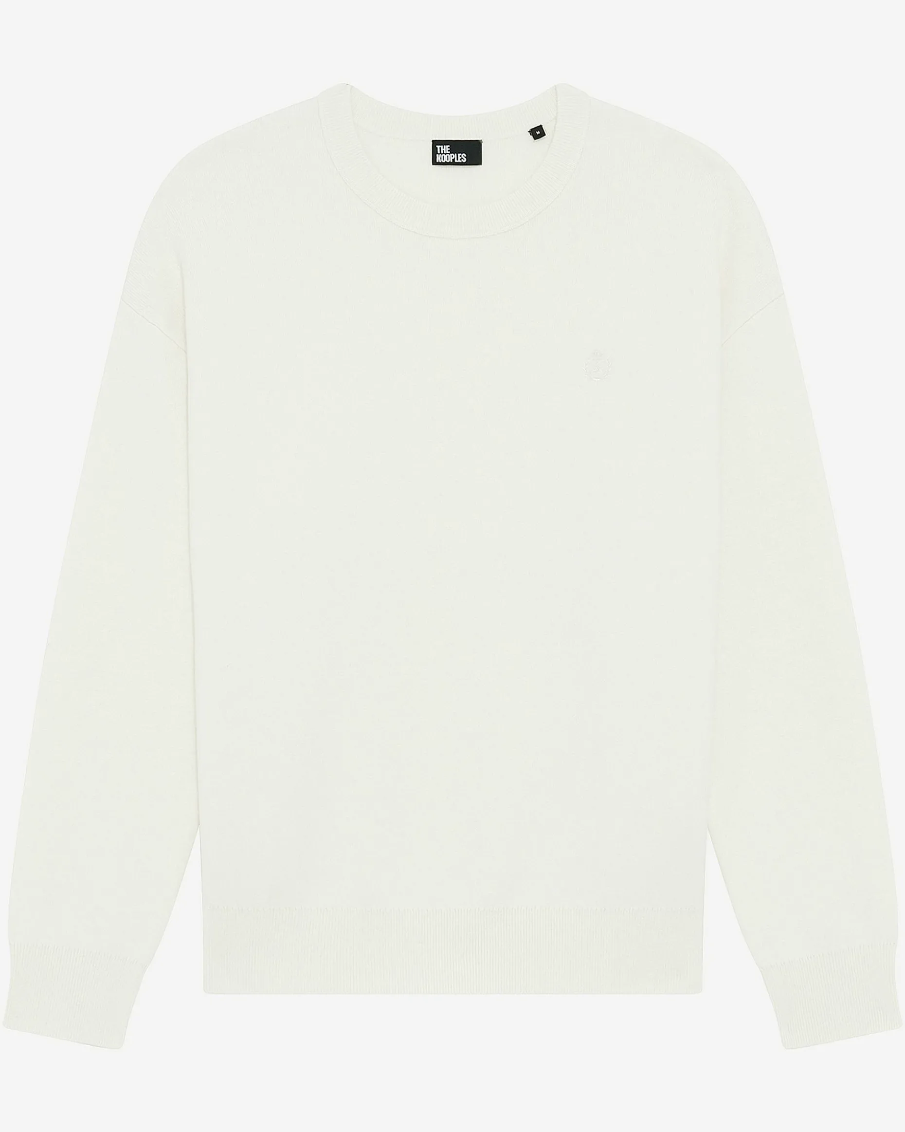 Pull col rond en laine double face écru