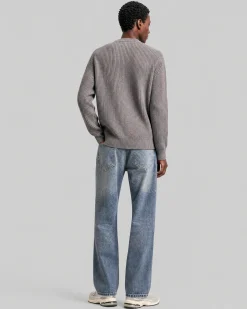 Pull col rond en laine marron