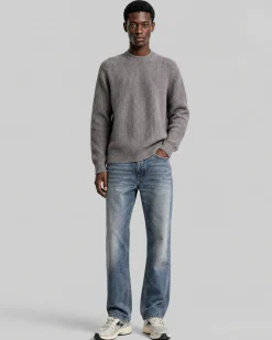 Pull col rond en laine marron