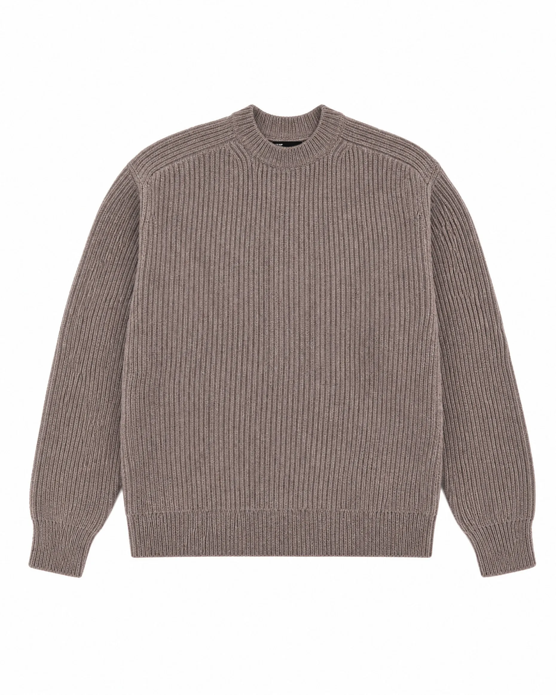 Pull col rond en laine marron