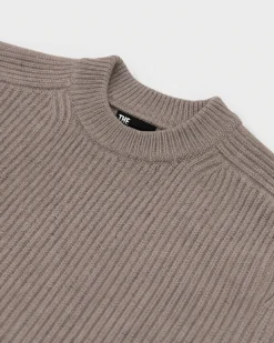 Pull col rond en laine marron